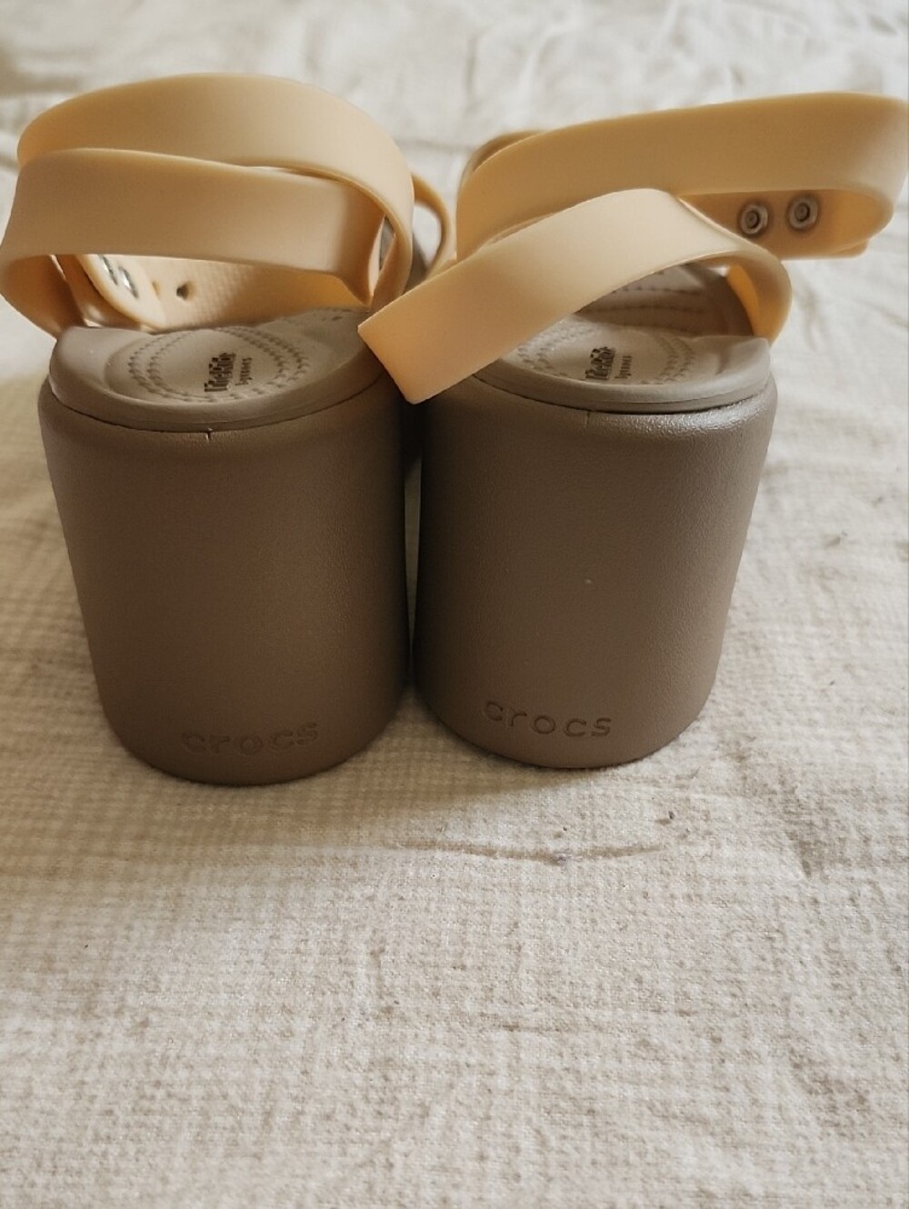 CROCS Women's Beige and Brown Wedge Sandals - Picture 6 of 9